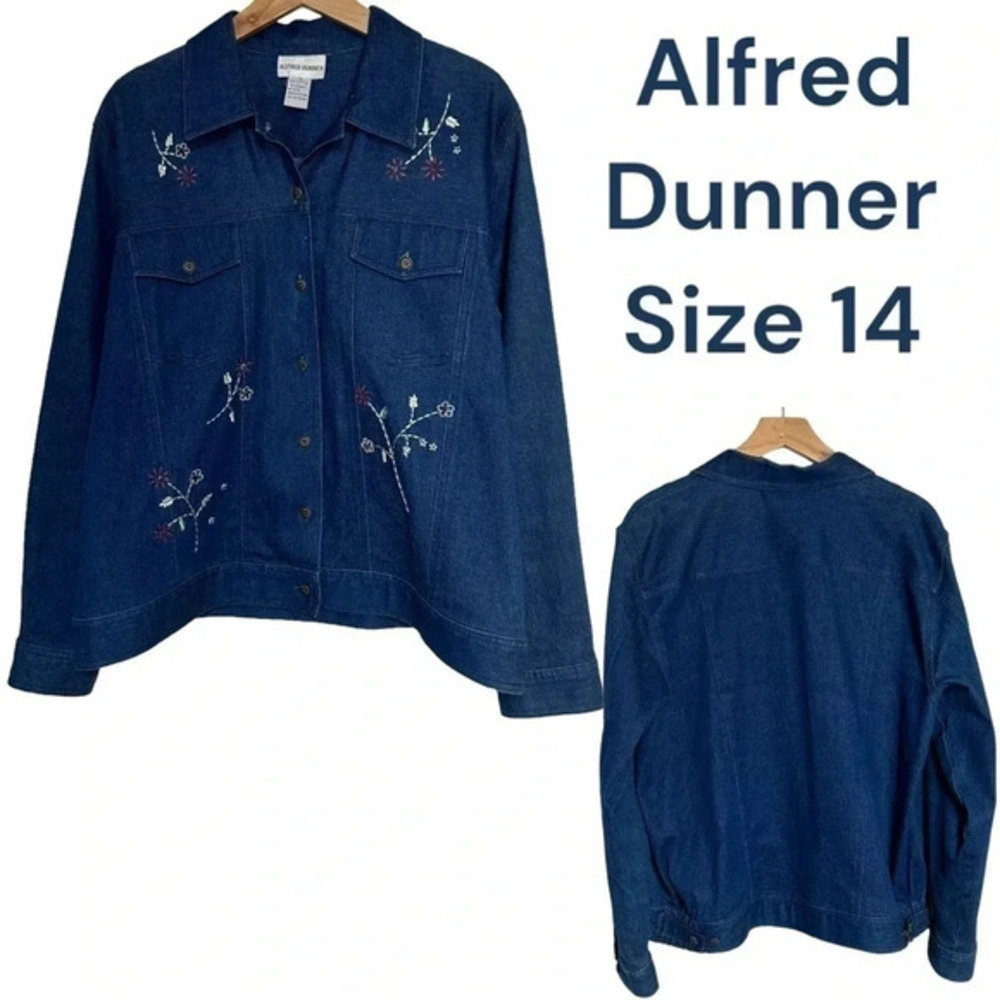 Alfred Dunner 14 plus-size Grannycore‎ embroidered boho denim jacket